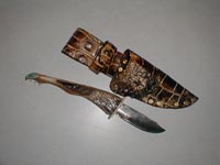 cow horn, knife, knived, bone, custom, handmade, alligator, gator